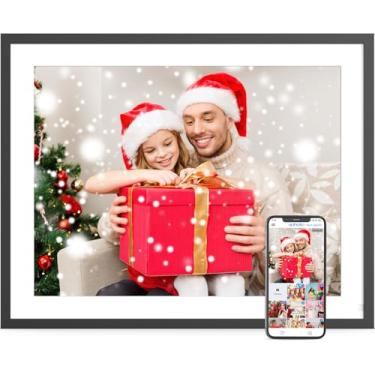 Imagem de Porta-retrato digital grande de 43.2 cm – Moldura eletrônica dual-WiFi, rotação automática, 32 GB, função completa, compartilhe fotos e vídeos via aplicativo ou e-mail instantaneamente