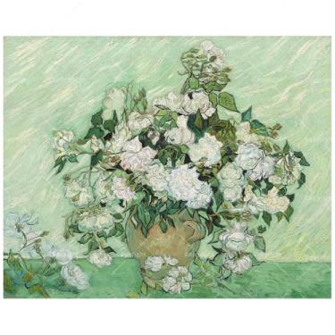 Imagem de Kit de pintura de rosas estilo Van Gogh por números para adultos – Pintura de flores impressionistas de natureza morta em tela 41 x 50 cm, conjunto de tinta acrílica para iniciantes, arte para