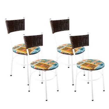 Imagem de 4 Cadeiras Branca Para Cozinha Viena Marrom Cor:Happy Hour - Laumar, H