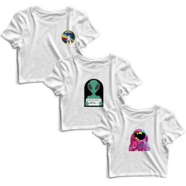 Imagem de Kit 3 Blusas Cropped Tshirt Camiseta Feminina Blusinha - Goup Supply, 
