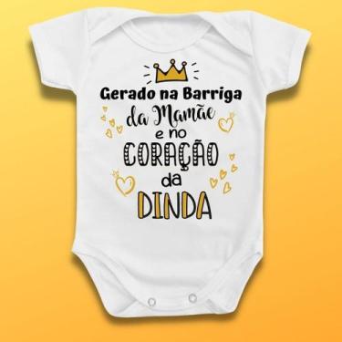 Imagem de Body Bebê Gerado Mamãe Coração Dinda Menino Menina Infantil - Borizinh