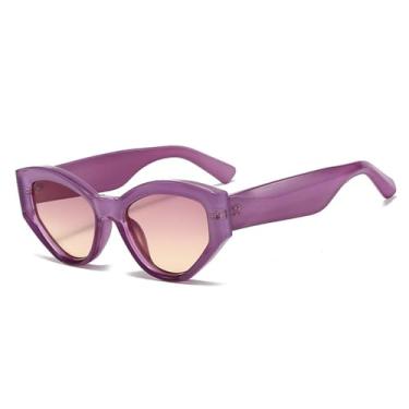 Imagem de Óculos de Sol UV400 - Armação de Gelatina Degradê Olho de Gato para Homens e Mulheres, Esportes ao Ar Livre, Corrida e Ciclismo, Roxo