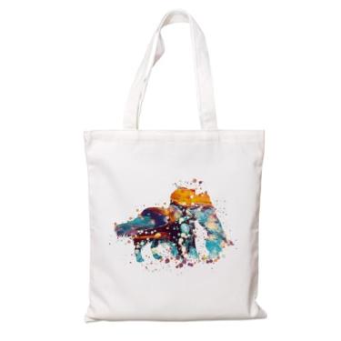Imagem de Sacola de lona para mulheres, bolsa de algodão adorável para cães, linda bolsa de desenho animado para compras, viagens diárias, ótimo presente para amantes de cães, sacolas de compras de supermercado