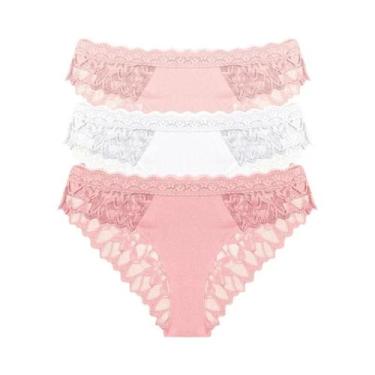 Imagem de Calcinhas De Renda Floral De Cintura Baixa FINETOO 3 Peças Sexy Invisí