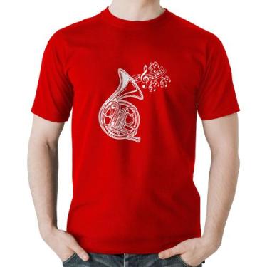 Imagem de Camiseta Algodão Trompa Notas Musicais - Foca na Moda, Vermelho, GGG