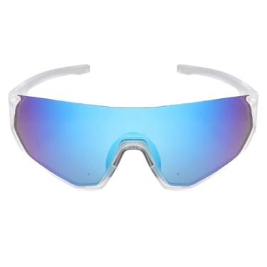 Imagem de Óculos de Sol Esportivo Premium Polarizado Ciclismo Bike Corrida Baixa Pace UV400 Masculino Feminino Unisex - Modelo Rider - Cacife Brand (Branco Azul Espelhado)