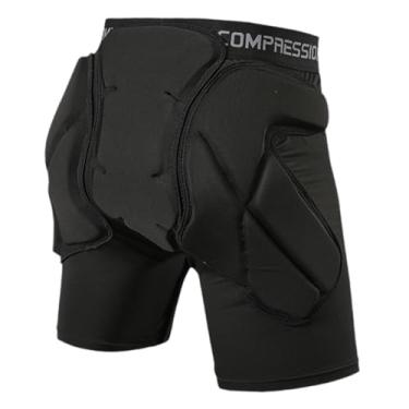 Imagem de oshhni Shorts acolchoados com proteção de quadril 3D, protetor de cóccix respirável, protetor de bumbum, shorts protetores para patinação, esqui, snowboard, Black S
