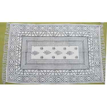 Imagem de Royal Arts and Crafts Tapete de algodão 5 x 9 x 12 cm, 12 x 1,5 m, lindo tapete decorativo de algodão estampado/casa/cozinha/interior/entrada/pátio/corredor/exterior (preto, tapete de corredor de 6,5