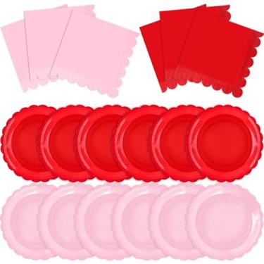 Imagem de Tiangrid 120 peças de pratos de papel e guardanapos suprimentos de festa descartáveis a granel pratos recortados de 17 polegadas guardanapos de coquetel para casamento nupcial chá de bebê decorações