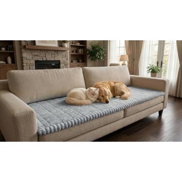 Imagem de Curuyan Capas de sofá secionais antiderrapantes, protetor de móveis lavável para cães e gatos, capa grossa macia para sofá em forma de L (vendido por peça, não conjunto) (cinza claro, 70 x 179 cm)