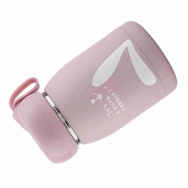 Imagem de Cryfokt Copo de Vácuo à Prova de Vazamento de Aço Inoxidável, Garrafa de água Isolada Com Padrão de Coelho Fofo para Viagens, Escritório, Escola, Piquenique (Róseo)