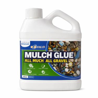 Imagem de Cola de cobertura de 473 ml, cola de cobertura morta para paisagismo, cola de rocha para seixos, madeira e casca, cascalho de ervilha, secagem rápida, sem necessidade de diluição, pasta de cascalho