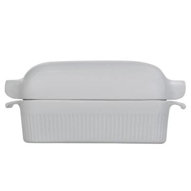 Imagem de Forma de Pão com Tampa Refratária 29 cm Branca 1,1 L Germer