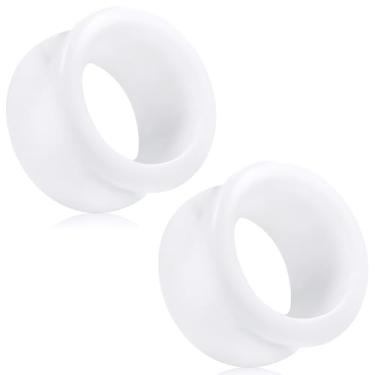 Imagem de Uqnwbdq Tampões de ouvido de acrílico vazados de 6G-50 mm para mulheres e homens, alargador, alargador, alargador, alargador, piercing, joia corporal, preto, branco, transparente, 1 par, 12mm = 1/2