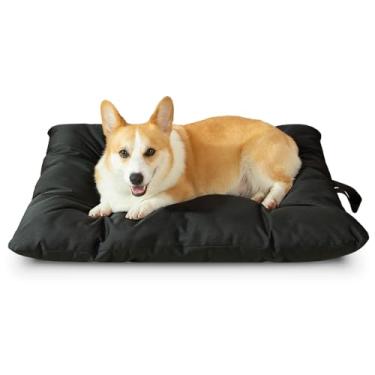 Imagem de VERABE Cama durável para cães extra grandes, almofada Oxford resistente com alças de transporte fácil, tapete de dormir lavável, 104 x 68 cm, preto