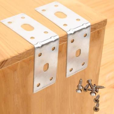 Imagem de 2 peças de suporte de canto ajustável em forma de L, suporte de canto com junta ranhurada suporte de ângulo reto com parafusos para fixação de prateleiras de móveis prateleira de armário (prata, 7 x