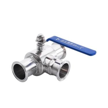 Imagem de Tubo OD 3/10.2 cm 2.5 cm 1-1/5.1 cm SS304 aço inoxidável 3 vias válvula de esfera porta T tipo virola serve 3,8 cm braçadeira tripla (19 mm x virola 50,5)