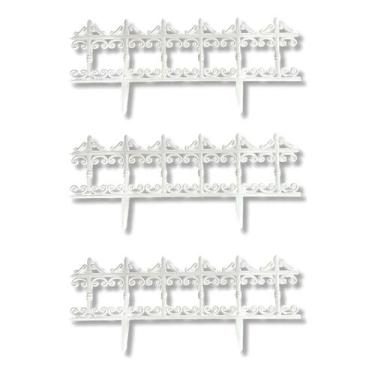 Imagem de Kit 3 Cercas Decorativas Jardim 90x25cm de Plástico Branca - Alpe & Ar