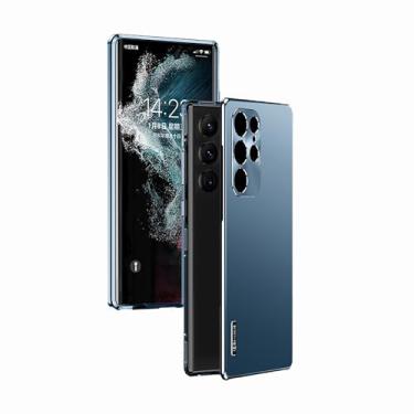 Imagem de HUHUCASE Capa para celular Samsung S24/S23/S22ultra/plus, capa protetora antiqueda de metal com sucção magnética (azul, Samsung-S24 Ultra)