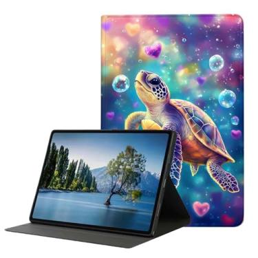 Imagem de DHEEBFWE Capa para Samsung Galaxy Tab A11/A9 2025/2023, 2025/2023, capa fina de couro PU leve com despertar/hibernar automaticamente, ângulos de visualização ajustáveis. Tartaruga marinha