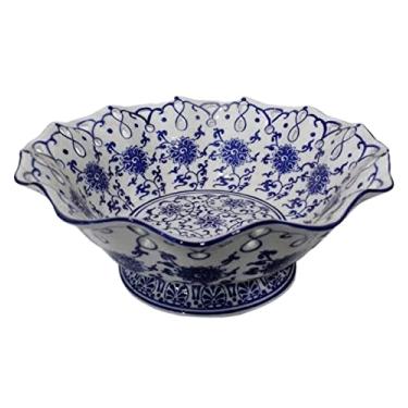 Imagem de Cesta de frutas cerâmica design oco prato de frutas criativo casa cesta de frutas tigela de armazenamento de lanches bandejas de frutas decorativas para festa (uma cor 29 * 29 * 11 cm)