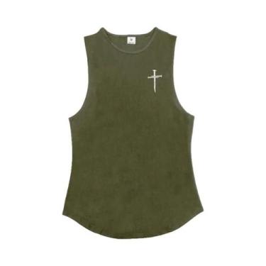 Imagem de Camiseta Sem Mangas Para Homens, Camiseta De Treino De Algodão Com Est