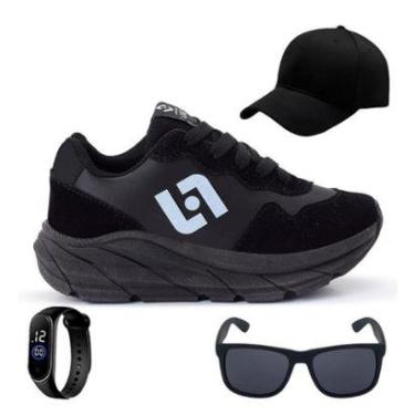 Imagem de Tênis Infantil Masculino Jogger Casual Camurça + Bone Oculos Relogio-Masculino