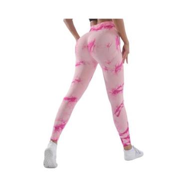 Imagem de Calças De Yoga Sem Costura Tie-Dye Com Cintura Larga E Ajuste Slim Par