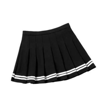 Imagem de Saia Mini Plissada Para Meninas Estilo Preppy Com Cintura Elástica Vin