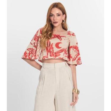 Imagem de Blusa Cropped Manga Ampla em Meia Malha Endless Laranja, M, Laranja