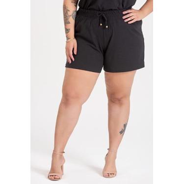 Imagem de Shorts Feminino Plus Size Malha Canelada - Serena, Preto, G8