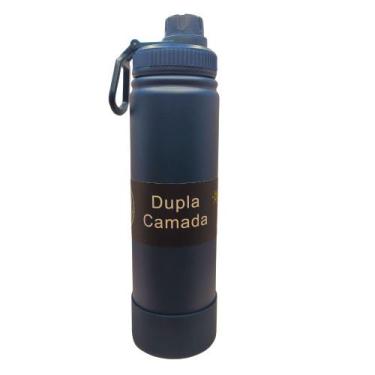 Imagem de Garrafa Termica Aco Azul Petroleo Inox 800ML Parede Dupla Isolamento a