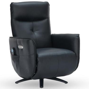 Imagem de Poltrona De Massagem Reclinável Elétrica Com Aquecimento Bravinni L07 Couríssimo Preto - Lyam Decor