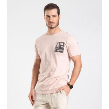 Imagem de Camiseta Masculina Meia Malha Diametro Rosa, GG, Rosa