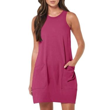 Imagem de Vestido Feminino Vintage De Cor Sólida, Sem Mangas, Gola Redonda, Com 