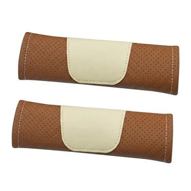 Imagem de Bielpord Conjunto de capa de cinto de segurança automática macia almofada de ombro para cinto de segurança 2 peças para uma condução mais confortável compatível com todos os carros marrom