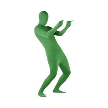 Imagem de Fantasia De Homem Invisível Verde E Preto Com Zíper Para Halloween, Tr