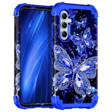 Imagem de Miqala Capa para Galaxy A55 5G/A35 5G, que brilha no escuro, três camadas, resistente, à prova de choque, proteção total de plástico rígido + capa protetora de silicone macio para Samsung Galaxy A55