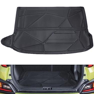Imagem de MotorFansClub Forro de carga adequado para Hyundai Kona 2018 2019 2020 2021 2022 2023 Tapete protetor de porta-malas traseiro impermeável para todos os climas preto