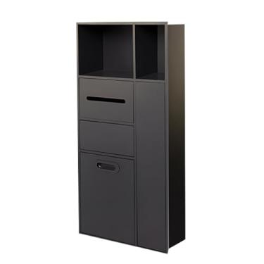 Imagem de Nicho de banheiro embutido de aço inoxidável - Lixeira oculta, prateleira de armazenamento de cozinha, organizador de penteadeira para sala de estar e jardim - preto, 40 x 86 cm, design que economiza
