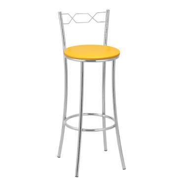 Imagem de Banqueta Alta Cromada Bc51/a A101 Treparoni Amarelo