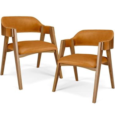 Imagem de Kit 02 Cadeiras Para Sala De Jantar E Estar Living Estofada Suran L02 Couríssimo Whisky - Lyam