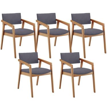 Imagem de Kit 05 Cadeiras Para Sala De Jantar Estar Living Giorgia B04 Suede Cinza
