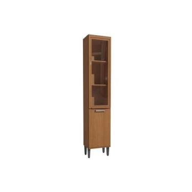 Imagem de Cristaleira Sala Jantar Linna T725 c/ 2 Portas c/ Vidro 40cm Canela - 