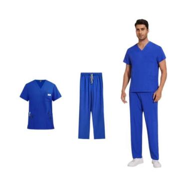 Imagem de Conjunto De Camiseta De Manga Curta Com Decote Em V E Calças Retas Uni