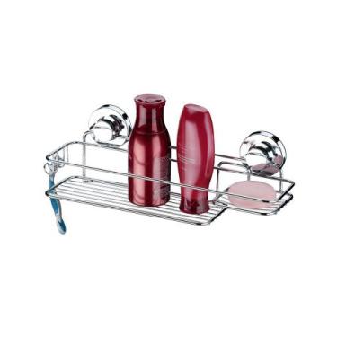 Imagem de Suporte Porta Shampoo Sabonete Prateleira Com Ventosa Banheiro Cromado
