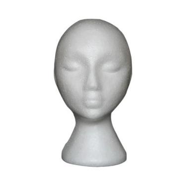 Imagem de Cabeça De Manequim Feminina Branca Para Exibição De Perucas, Chapéus E