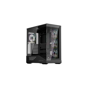 Imagem de Gabinete Gamer 1STPLAYER GM7, Mid Tower, RGB, ATX, Lateral em Vidro Temperado, 4X Fans, Preto - GM7-BK-3FN7R-1FN7