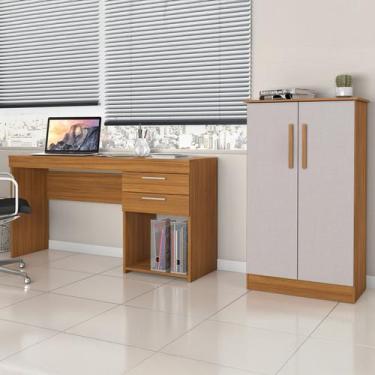 Imagem de Conjunto 2 Peças para Escritório com Escrivaninha 120cm e Armário Mult
