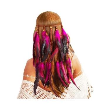 Imagem de Tiara De Plumas Boho Para Mulheres, Acessório De Cabelo Para Fantasia 